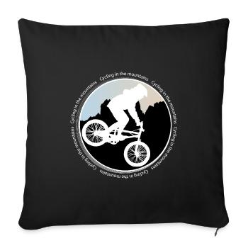Cycling in the mountains. Radfahren in den Bergen. - Sofakissenbezug 45 x 45 cm - Schwarz - Vorne