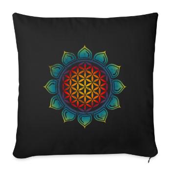 Yoga symbol flower of life sacred geometry - Sofa pillowcase 17,3'' x 17,3'' (45 x 45 cm) - black - Front
