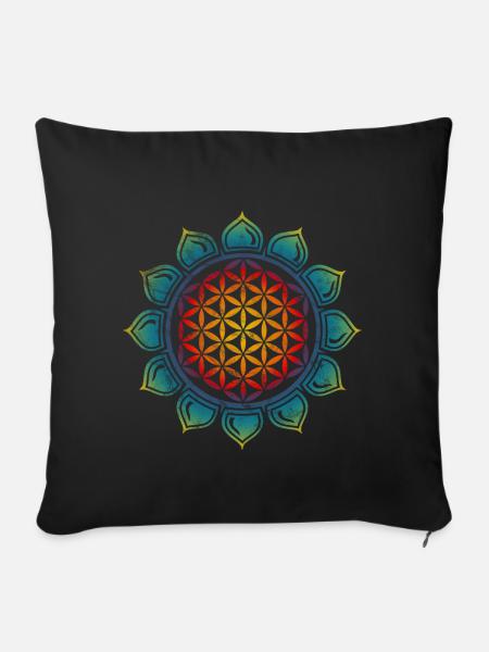 Yoga Symbol Blume des Lebens Heilige Geometrie - Sofakissenbezug 45 x 45 cm - Schwarz