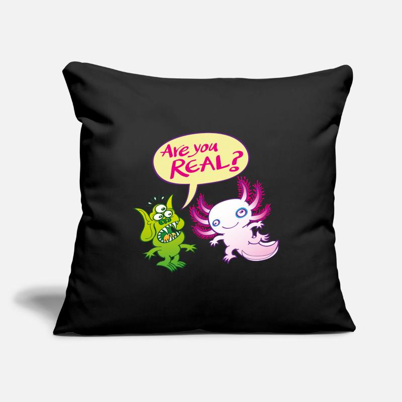 Alien surpris se demande si l'axolotl est réel Housse de coussin décorative 45 x 45 cm