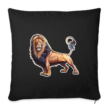 T-shirt Lion. Motif animal. - Housse de coussin décorative 45 x 45 cm - noir - Devant