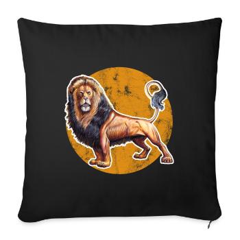 T-shirt Lion. Motif animal. - Housse de coussin décorative 45 x 45 cm - noir - Devant