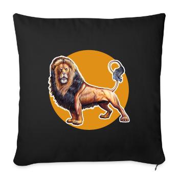 T-shirt Lion. Motif animal. - Housse de coussin décorative 45 x 45 cm - noir - Devant