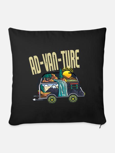 Ad-Van-Ture Camper - Sofakissenbezug 45 x 45 cm - Schwarz