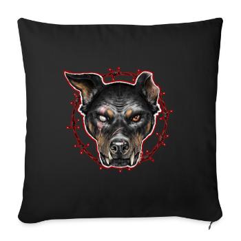 CHARIVARI Dog - Stray dog Beauceron - - Sofa pillowcase 17,3'' x 17,3'' (45 x 45 cm) - black - Front