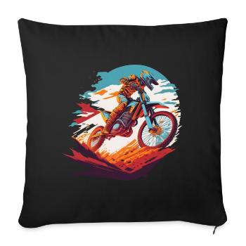 Motocross Offroad Biker Dirt Bike Racing Freestyle - Sofakissenbezug 45 x 45 cm - Schwarz - Vorne