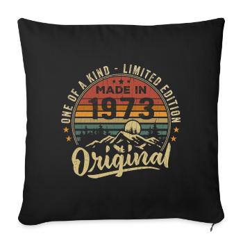 Né 1973 Original Retro Vintage Anniversaire 1973 - Housse de coussin décorative 45 x 45 cm - noir - Devant