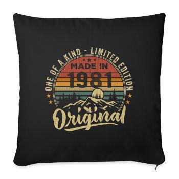 Né 1981 Original Retro Vintage Anniversaire 1981 - Housse de coussin décorative 45 x 45 cm - noir - Devant