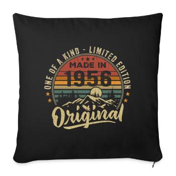 Né 1956 Original Retro Vintage Anniversaire 1956 - Housse de coussin décorative 45 x 45 cm - noir - Devant