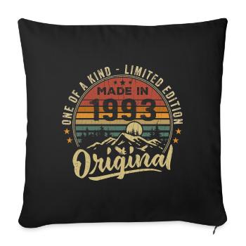 Né 1993 Original Retro Vintage Anniversaire 1993 - Housse de coussin décorative 45 x 45 cm - noir - Devant