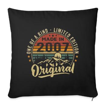 Né 2007 Original Retro Vintage Anniversaire 2007 - Housse de coussin décorative 45 x 45 cm - noir - Devant