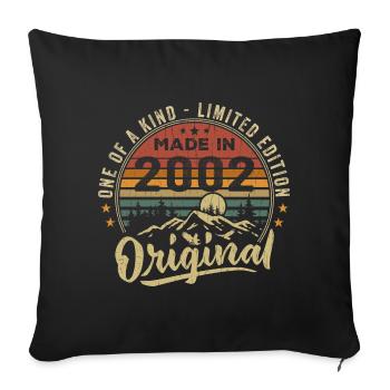 Born 2002 Original Retro Vintage Anniversary 2002 - Sofa pillowcase 17,3'' x 17,3'' (45 x 45 cm) - black - Front