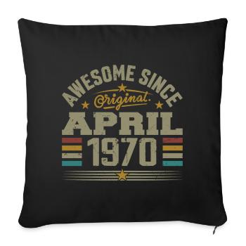 April 1970 Geburtstag Vintage Geschenkidee aus den 1970er Jahren - Sofakissenbezug 45 x 45 cm - Schwarz - Vorne