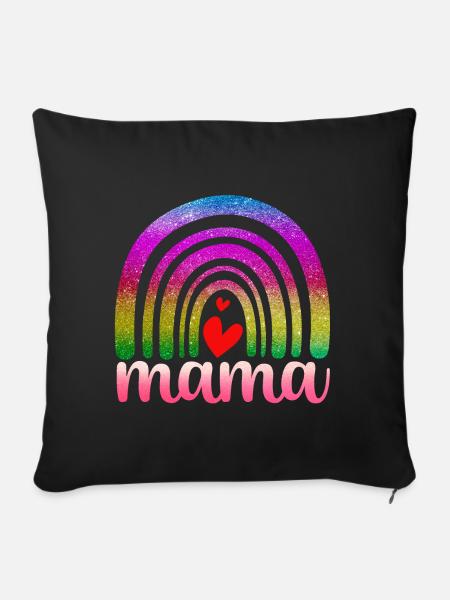 Regenbogen Mama - Sofakissenbezug 45 x 45 cm - Schwarz
