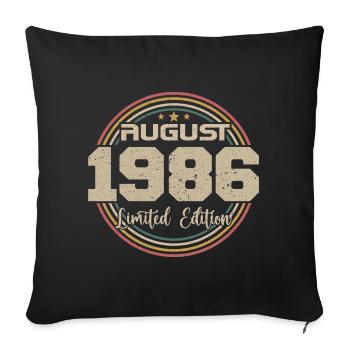 Millésime Né(e) Août 1986 Cadeau Anniversaire 1986 - Housse de coussin décorative 45 x 45 cm - noir - Devant