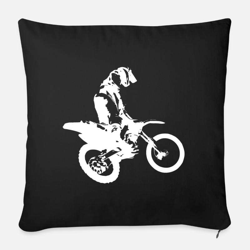 Motorrad / Schmutzfahrrad - Sofakissenbezug 45 x 45 cm - Schwarz
