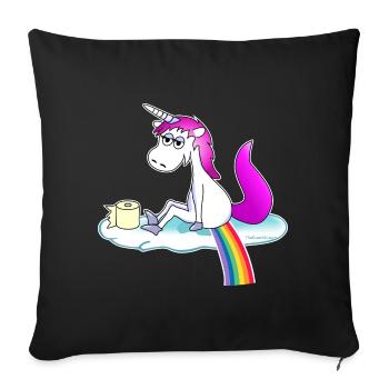 Licorne pop rose arc-en-ciel - Housse de coussin décorative 45 x 45 cm - noir - Devant