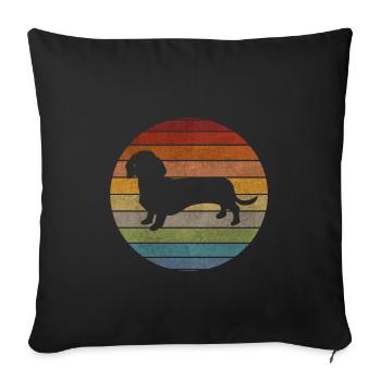 Vintage Dackel Design - Hunde Design - Sofakissenbezug 45 x 45 cm - Schwarz - Vorne