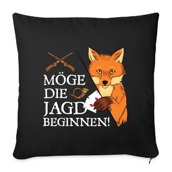 Möge Die Jagd Beginnen Doppelkopf Kartenspiel Doko - Sofakissenbezug 45 x 45 cm - Schwarz - Vorne