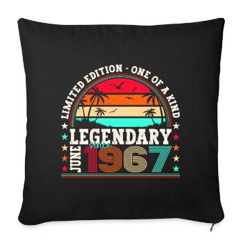 Légende Juin 1967 55ème Anniversaire Cadeau Hommes - Housse de coussin décorative 45 x 45 cm - noir - Devant