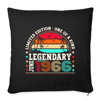 Légende Juin 1966 56ème Anniversaire Cadeau Hommes - Housse de coussin décorative 45 x 45 cm - noir - Devant