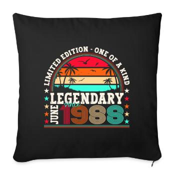 Légende Juin 1988 34ème Anniversaire Cadeau Hommes - Housse de coussin décorative 45 x 45 cm - noir - Devant