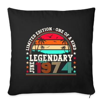 Légende Juin 1974 48ème Anniversaire Cadeau Hommes - Housse de coussin décorative 45 x 45 cm - noir - Devant