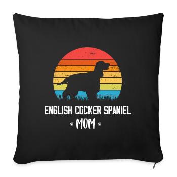 Englischer Cocker Spaniel Mama Retro Vintage - Sofakissenbezug 45 x 45 cm - Schwarz - Vorne