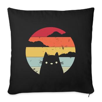 Propriétaire de chat, propriétaire de chat, Vintage Retro Gesche - Housse de coussin décorative 45 x 45 cm - noir - Devant