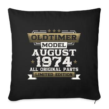 49th Birthday Man Oldtimer August Year 1974 - Sofa pillowcase 17,3'' x 17,3'' (45 x 45 cm) - black - Front