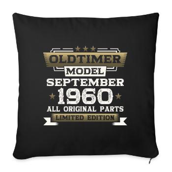 63rd birthday classic car September vintage 1960 - Sofa pillowcase 17,3'' x 17,3'' (45 x 45 cm) - black - Front