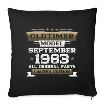 40th birthday classic car September vintage 1983 - Sofa pillowcase 17,3'' x 17,3'' (45 x 45 cm) - black - Front