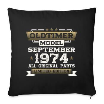 49th birthday classic car September vintage 1974 - Sofa pillowcase 17,3'' x 17,3'' (45 x 45 cm) - black - Front