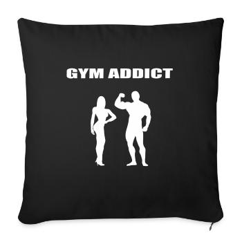 Gym Addict Bodybuilding Couple Edition blanc - Housse de coussin décorative 45 x 45 cm - noir - Devant