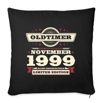 24e anniversaire voiture classique novembre vintage 1999 - Housse de coussin décorative 45 x 45 cm - noir - Devant