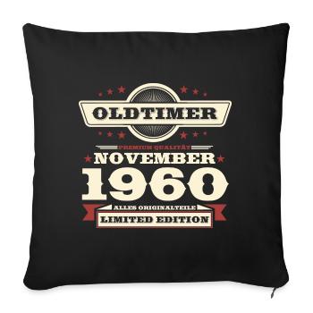 63e anniversaire Vintage Novembre Vintage des années 1960 - Housse de coussin décorative 45 x 45 cm - noir - Devant
