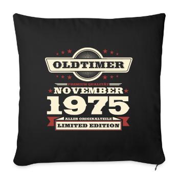 48th Birthday Vintage November Vintage 1975 - Sofa pillowcase 17,3'' x 17,3'' (45 x 45 cm) - black - Front