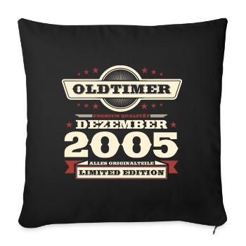 18. Geburtstag Oldtimer Dezember Jahrgang 2005 - Sofakissenbezug 45 x 45 cm - Schwarz - Vorne