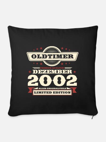21. Geburtstag Oldtimer Dezember Jahrgang 2002 - Sofakissenbezug 45 x 45 cm - Schwarz