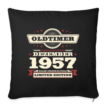 66. Geburtstag Oldtimer Dezember Jahrgang 1957 - Sofakissenbezug 45 x 45 cm - Schwarz - Vorne