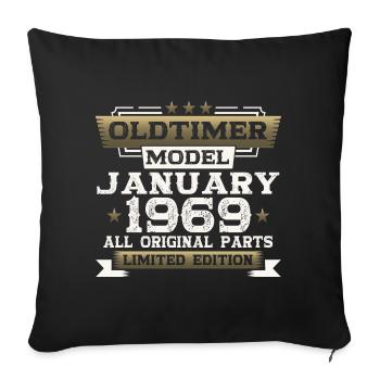 55th birthday classic car January vintage 1969 - Sofa pillowcase 17,3'' x 17,3'' (45 x 45 cm) - black - Front