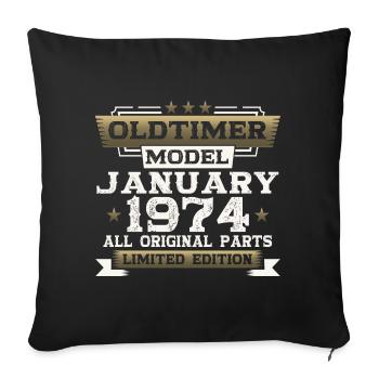 50th birthday classic car January vintage 1974 - Sofa pillowcase 17,3'' x 17,3'' (45 x 45 cm) - black - Front