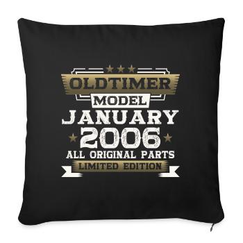 18. Geburtstag Oldtimer Januar Jahrgang 2006 - Sofakissenbezug 45 x 45 cm - Schwarz - Vorne