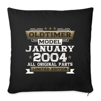 20. Geburtstag Oldtimer Januar Jahrgang 2004 - Sofakissenbezug 45 x 45 cm - Schwarz - Vorne