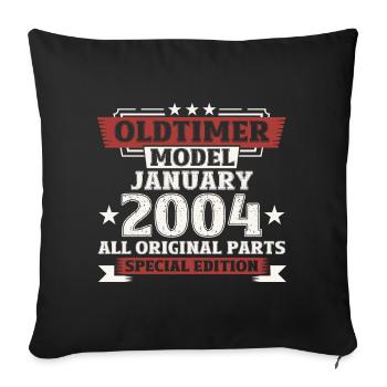 20. Geburtstag Oldtimer Januar Jahrgang 2004 - Sofakissenbezug 45 x 45 cm - Schwarz - Vorne