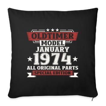 50th Birthday Vintage January Vintage 1974 - Sofa pillowcase 17,3'' x 17,3'' (45 x 45 cm) - black - Front