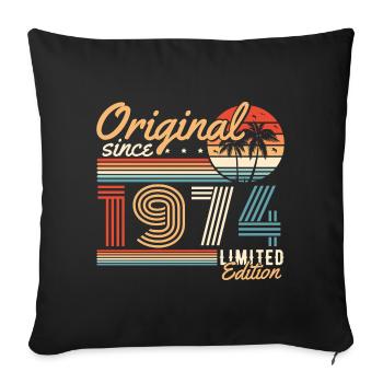 Original 1974 Vintage Vintage Retro Birthday - Sofa pillowcase 17,3'' x 17,3'' (45 x 45 cm) - black - Front