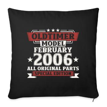 18. Geburtstag Oldtimer Februar Jahrgang 2006 - Sofakissenbezug 45 x 45 cm - Schwarz - Vorne