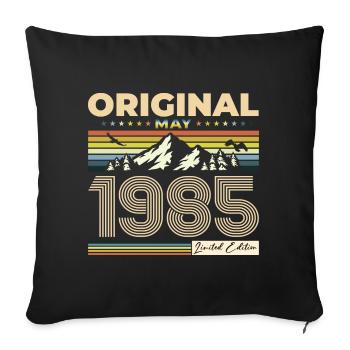 Original Mai 1985 Millésime 1985 Anniversaire 1985 - Housse de coussin décorative 45 x 45 cm - noir - Devant