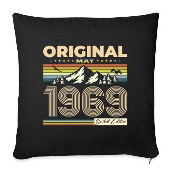 Original 1969 Vintage 1969 55th Birthday 1969 - Sofa pillowcase 17,3'' x 17,3'' (45 x 45 cm) - black - Front